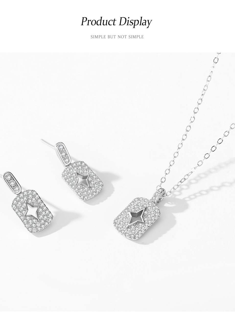 Zircon Flower Pendant Necklace Sterling Silver