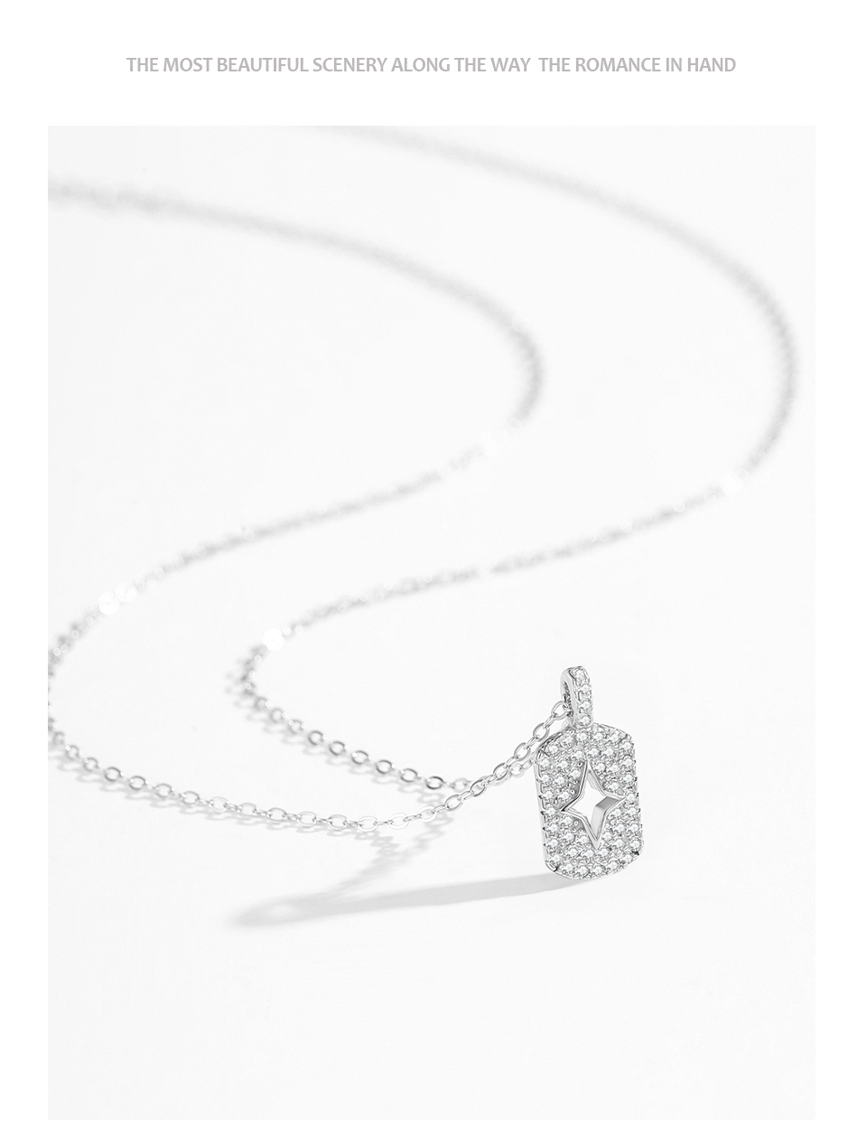 Zircon Flower Pendant Necklace Sterling Silver