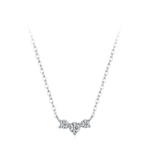 Three Zircon Pendant Necklace Sterling Silver
