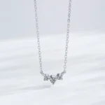 Three Zircon Pendant Necklace Sterling Silver