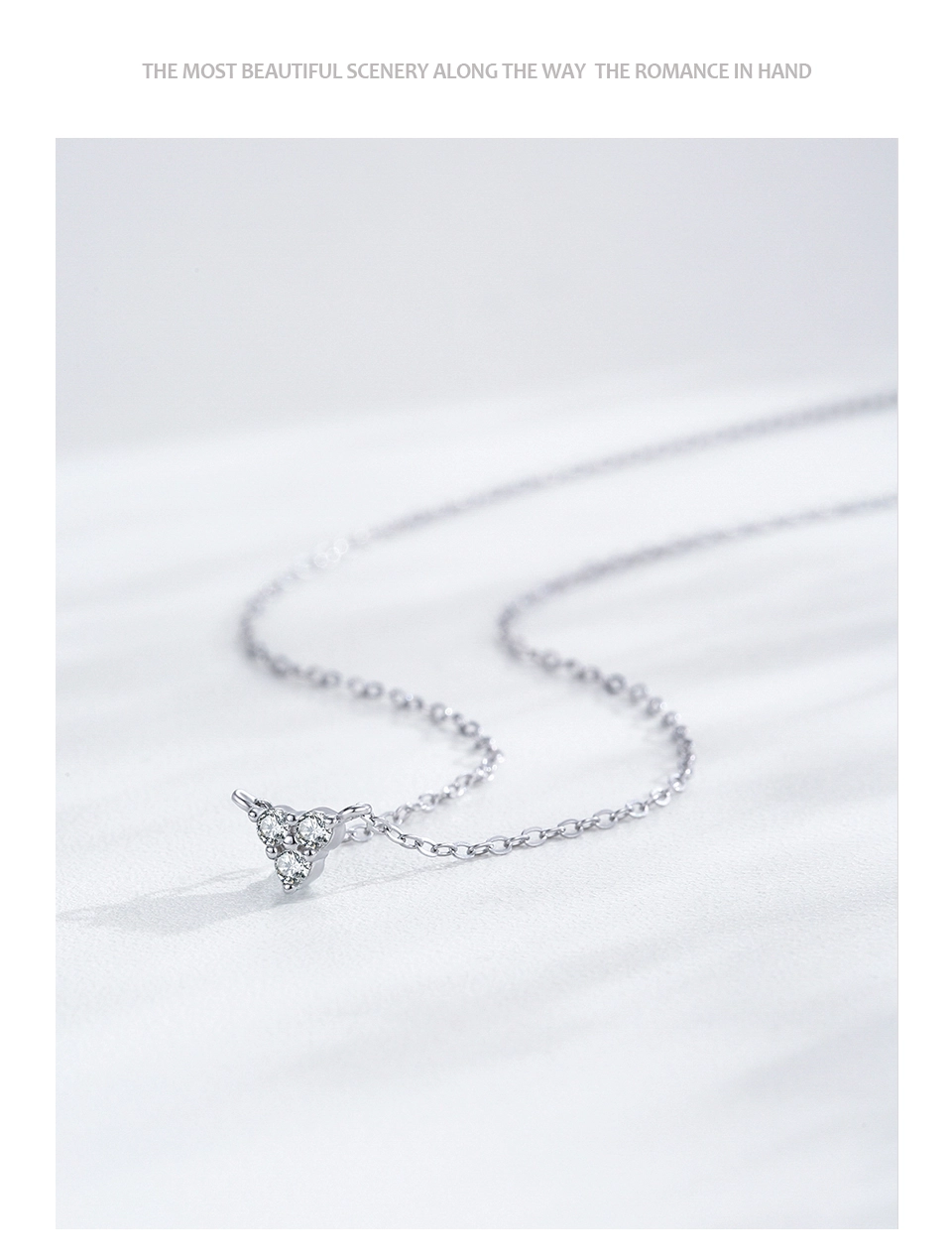 Three Zircon Pendant Necklace Sterling Silver