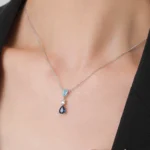Blue Series Droplet Shaped Zircon Necklace Sterling Silver