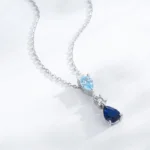 Blue Series Droplet Shaped Zircon Necklace Sterling Silver