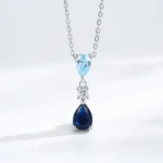 Blue Series Droplet Shaped Zircon Necklace Sterling Silver