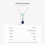 Blue Series Droplet Shaped Zircon Necklace Sterling Silver