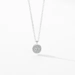 Round Cubic Zirconia Pendant Necklace Sterling Silver