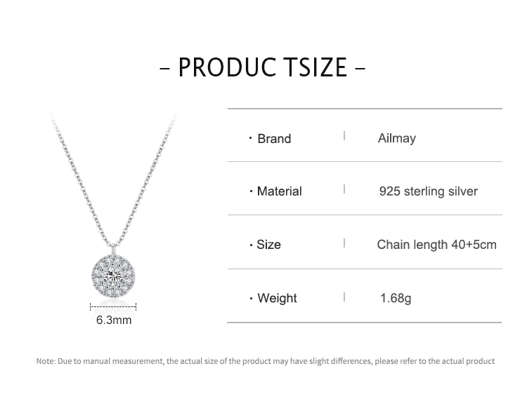 Round Cubic Zirconia Pendant Necklace Sterling Silver