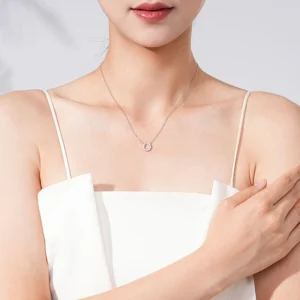 U-Shaped Dazzling AAAAA CZ Pendant Necklace Sterling Silver