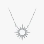 Zircon Sun Pendant Necklace Sterling Silver