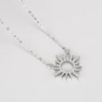Zircon Sun Pendant Necklace Sterling Silver