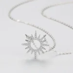 Zircon Sun Pendant Necklace Sterling Silver
