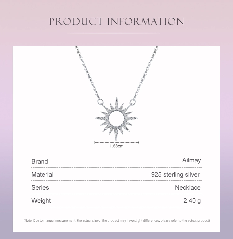 Zircon Sun Pendant Necklace Sterling Silver