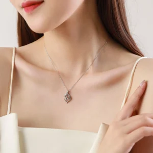 Water Drop Shape Pendant Necklace Sterling Silver