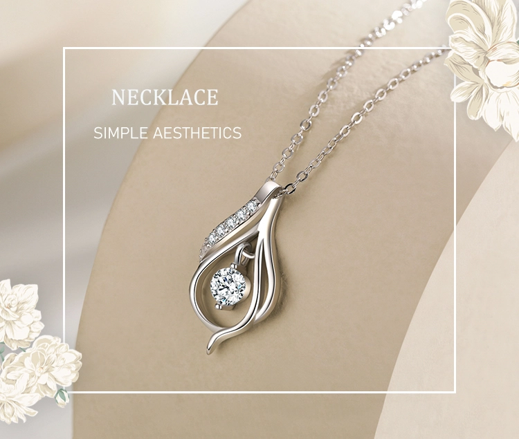 Water Drop Shape Pendant Necklace Sterling Silver