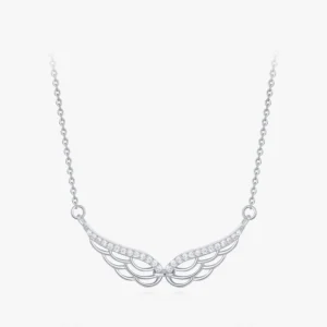 Cubic Zirconia Angel Wings Necklace Sterling Silver