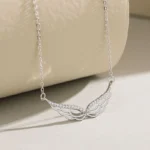 Cubic Zirconia Angel Wings Necklace Sterling Silver
