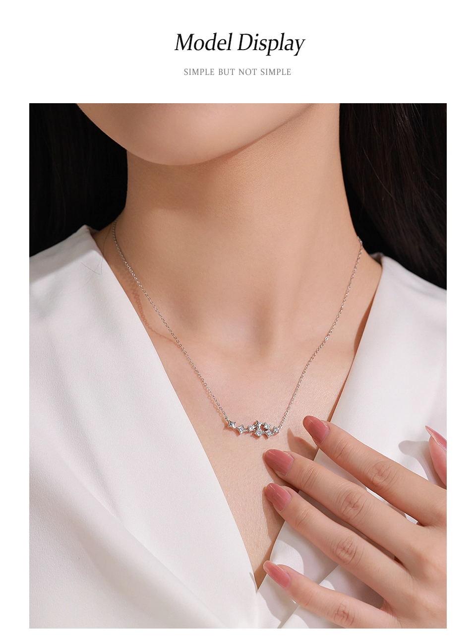 Stars Necklace Zircon Sterling Silver