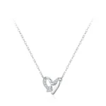 Heart Pendant Necklace Zircon Sterling Silver