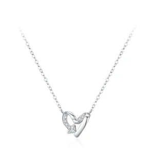 Heart Pendant Necklace Zircon Sterling Silver