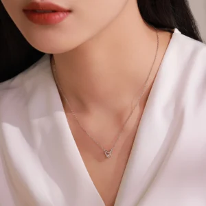 Heart Pendant Necklace Zircon Sterling Silver