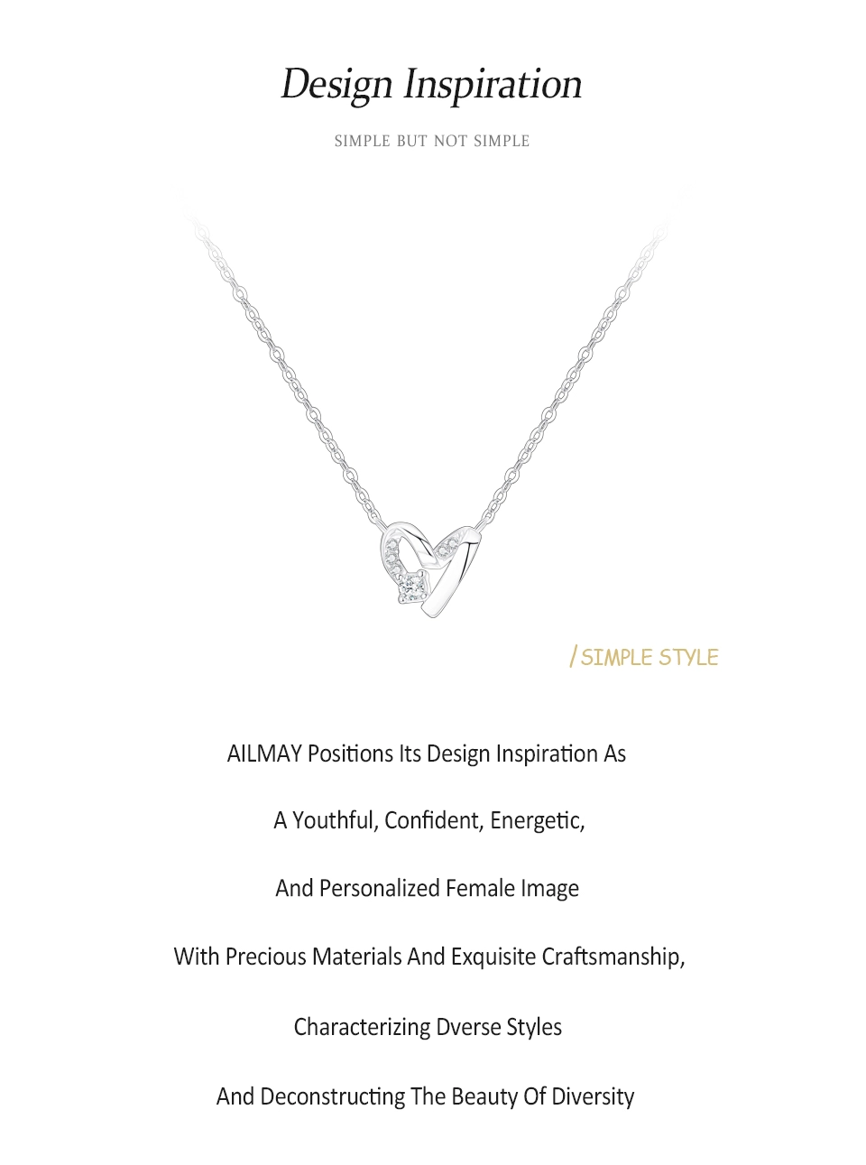 Heart Pendant Necklace Zircon Sterling Silver
