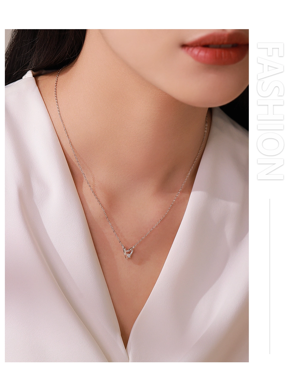 Heart Pendant Necklace Zircon Sterling Silver