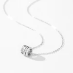 Geometric Design Circle Rotating Necklace Sterling Silver