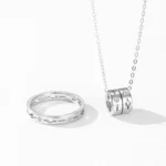 Geometric Design Circle Rotating Necklace Sterling Silver