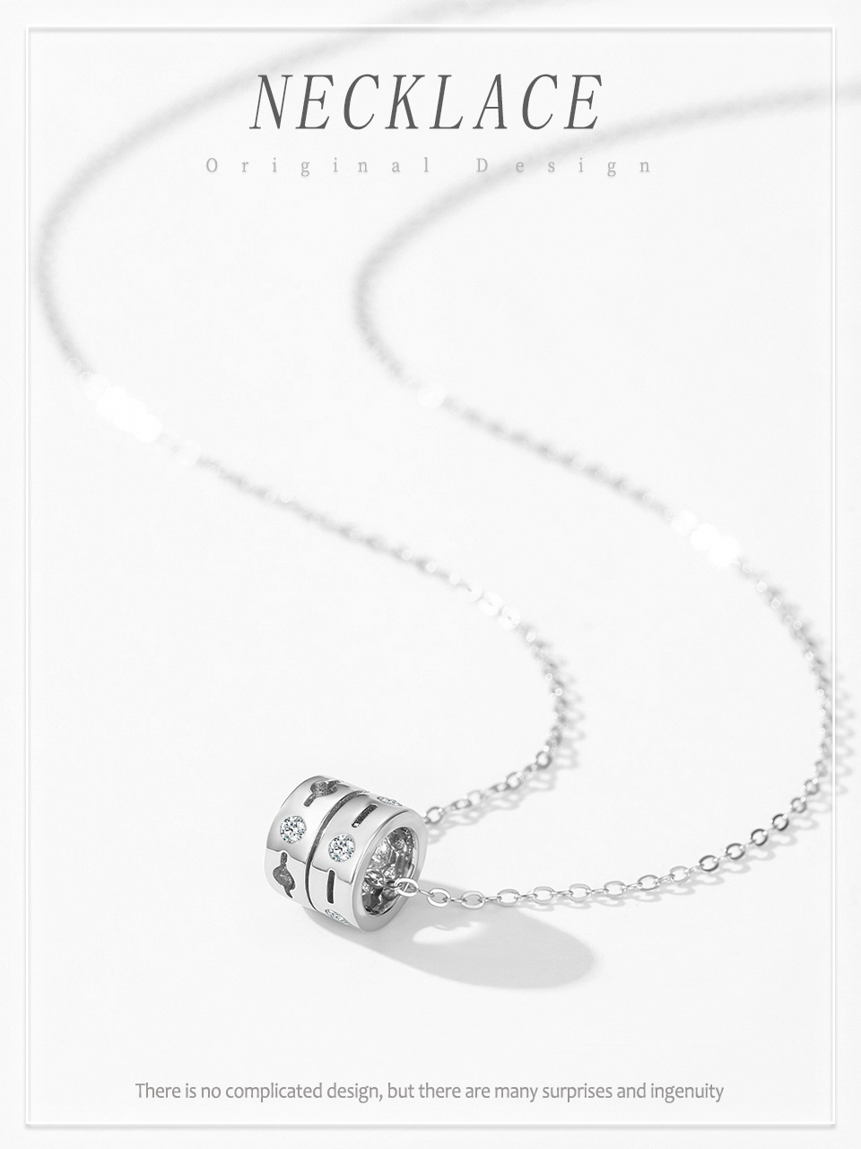 Geometric Design Circle Rotating Necklace Sterling Silver