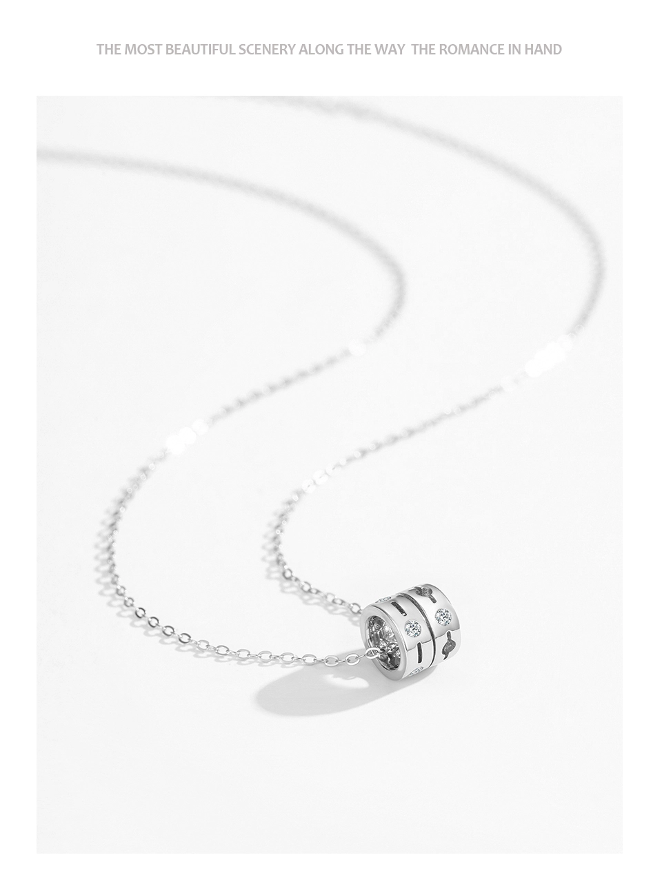 Geometric Design Circle Rotating Necklace Sterling Silver