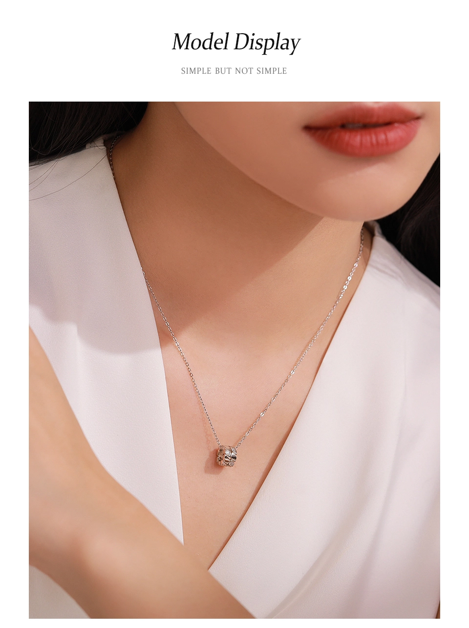 Circle Rotating Pendant Necklace Sterling Silver
