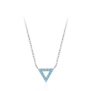 Triangle Turquoise Pendant Necklace Sterling Silver