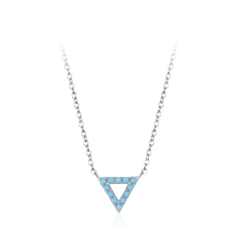Triangle Turquoise Pendant Necklace Sterling Silver