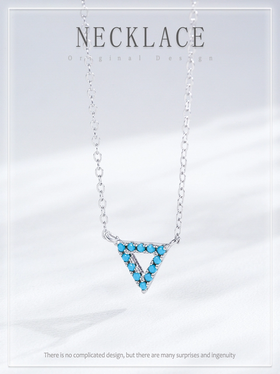 Triangle Turquoise Pendant Necklace Sterling Silver