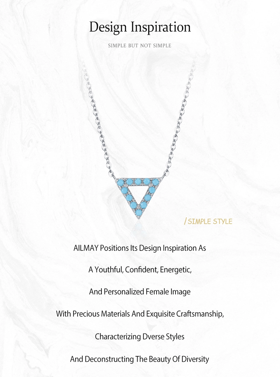 Triangle Turquoise Pendant Necklace Sterling Silver