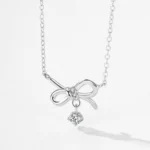 Bowknot Drop Pendant Necklace Sterling Silver