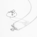 Bowknot Drop Pendant Necklace Sterling Silver