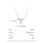 Bowknot Drop Pendant Necklace Sterling Silver