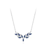 Blue Leaf Pendant Necklace Sterling Silver