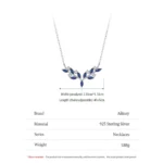 Blue Leaf Pendant Necklace Sterling Silver