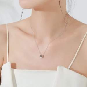 U-shaped Pendant Necklace Horseshoe Green Zircon Sterling Silver