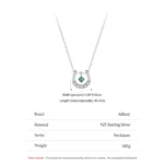 U-shaped Pendant Necklace Horseshoe Green Zircon Sterling Silver