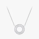 Round Zircon Pendant Necklace Sterling Silver