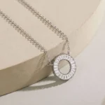 Round Zircon Pendant Necklace Sterling Silver