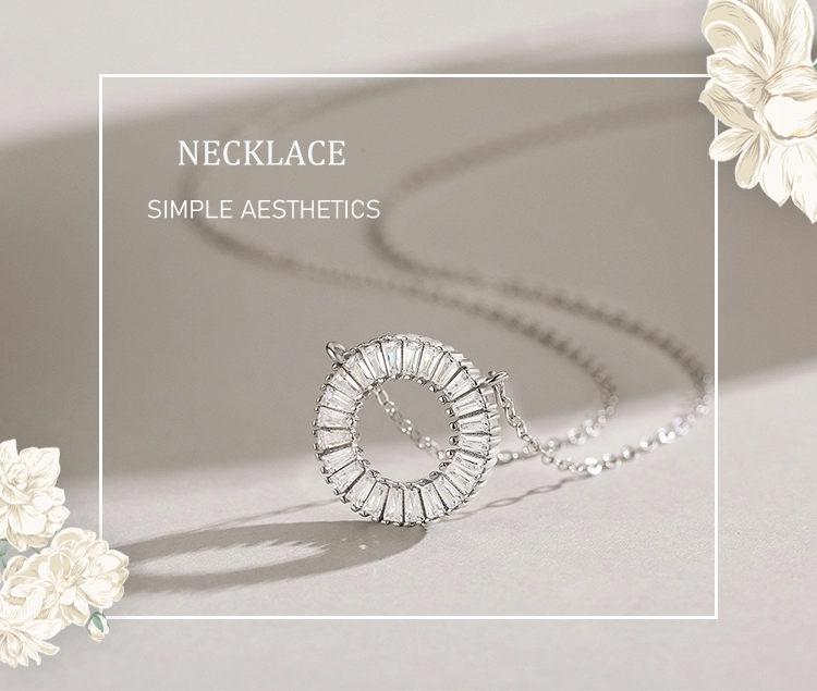 Round Zircon Pendant Necklace Sterling Silver