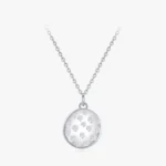Zircon Round Pendant Necklace Sterling Silver