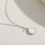 Zircon Round Pendant Necklace Sterling Silver