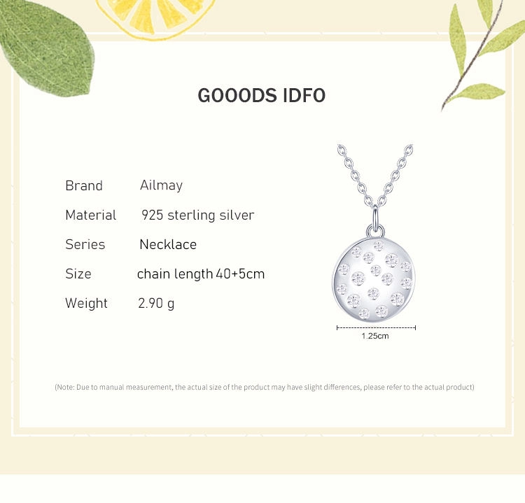 Zircon Round Pendant Necklace Sterling Silver