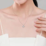 Round Square Geometric Design Necklace Sterling Silver