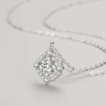Round Square Geometric Design Necklace Sterling Silver